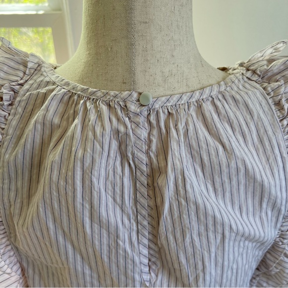 NWT Bellerose Agathe Striped Flounce Flutter Sleeve 100% Cotton Top - Picture 7 of 16
